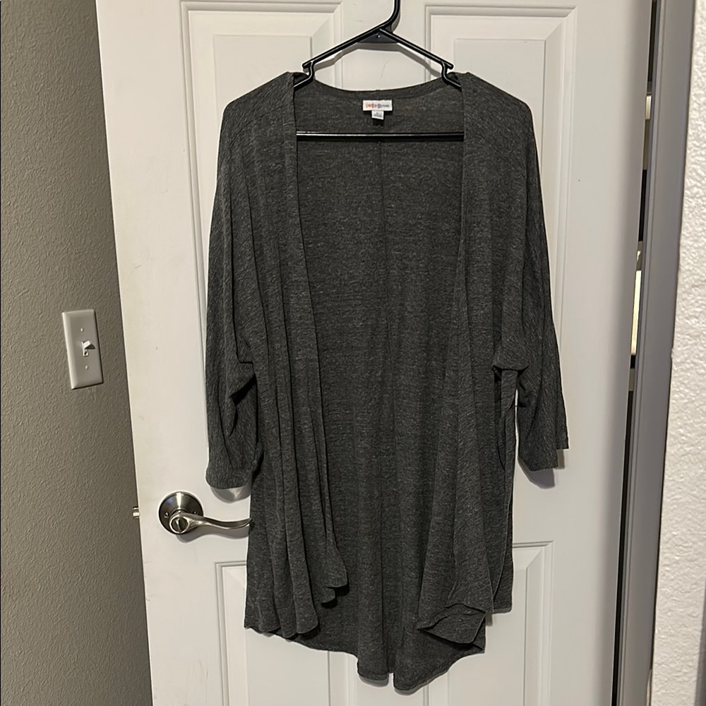 LuLaRoe L cardigan Charcoal Open Front